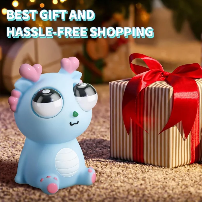 Funny Bulging Eyes Cartoon Dragon PVC Squeeze Doll Stress Relief Toy for Adult Children - Pink
