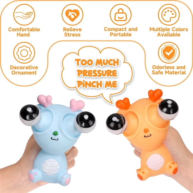 Funny Bulging Eyes Cartoon Dragon PVC Squeeze Doll Stress Relief Toy for Adult Children - Pink