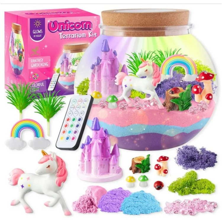 Light Up Container DIY Terrarium Kit for Kids Crystal Growing Arts Craft Educational Toy - Horse