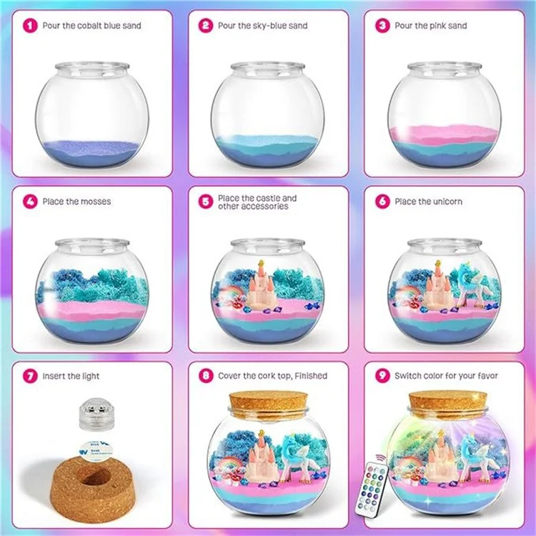 Light Up Container DIY Terrarium Kit for Kids Crystal Growing Arts Craft Educational Toy - Horse