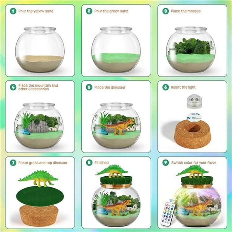 Light Up Container DIY Terrarium Kit for Kids Crystal Growing Arts Craft Educational Toy - Horse
