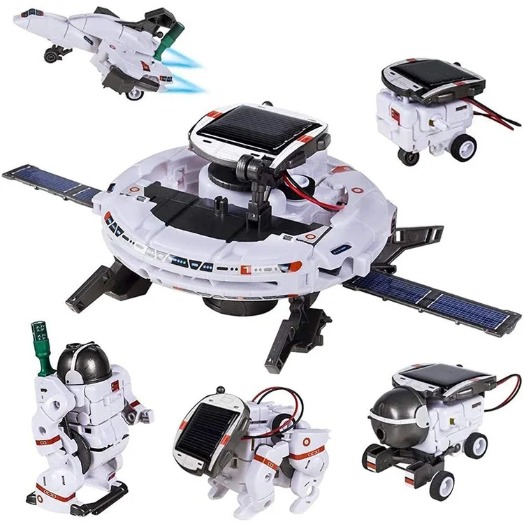 6-in-1-Solar-Roboter-Baukasten-Spielzeug DIY-Montage-Kit Lernspielzeug - Weiß
