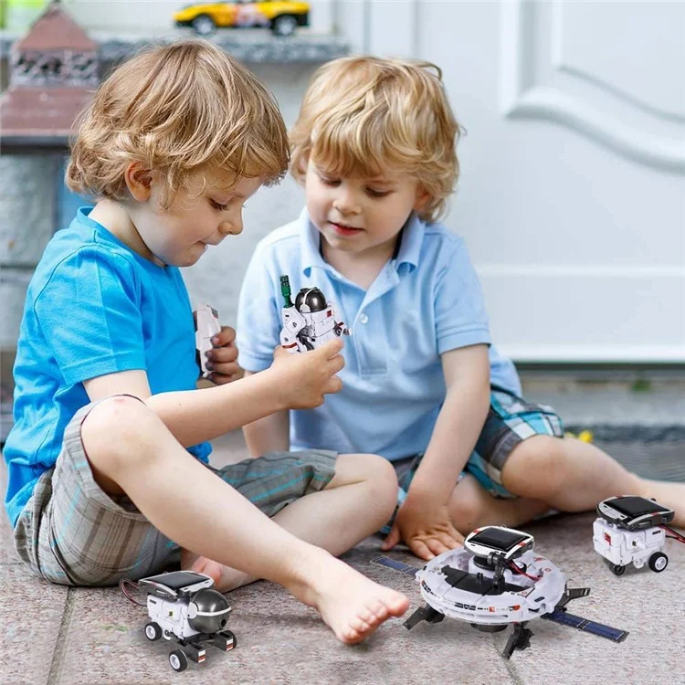 6-in-1-Solar-Roboter-Baukasten-Spielzeug DIY-Montage-Kit Lernspielzeug - Weiß