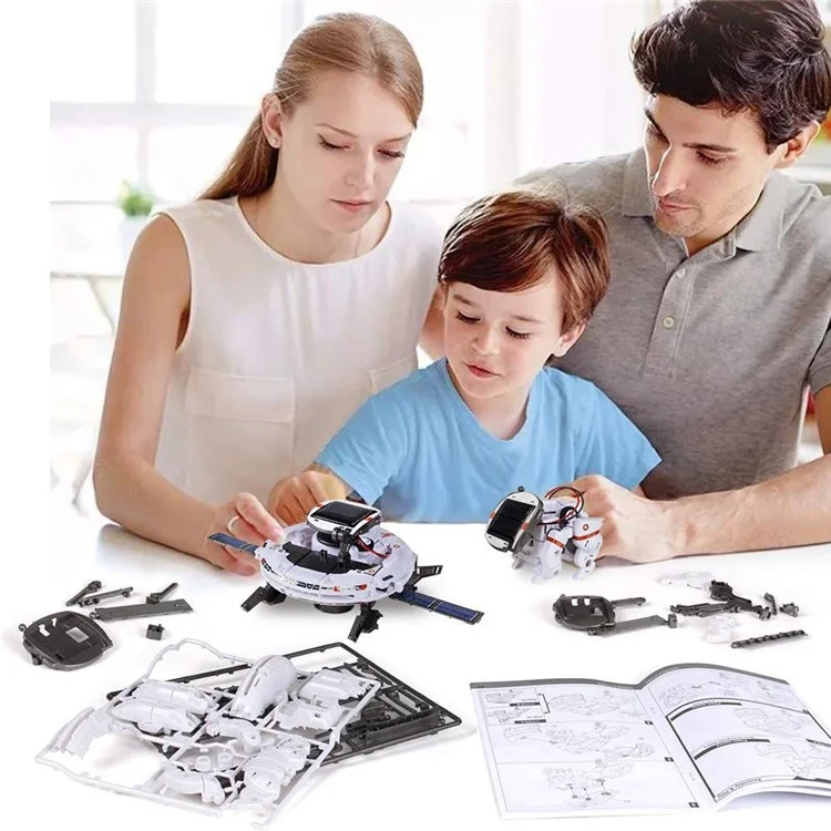6-in-1-Solar-Roboter-Baukasten-Spielzeug DIY-Montage-Kit Lernspielzeug - Weiß