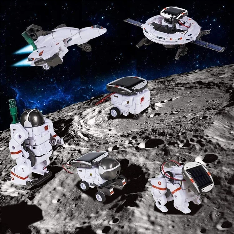 6-in-1-Solar-Roboter-Baukasten-Spielzeug DIY-Montage-Kit Lernspielzeug - Weiß