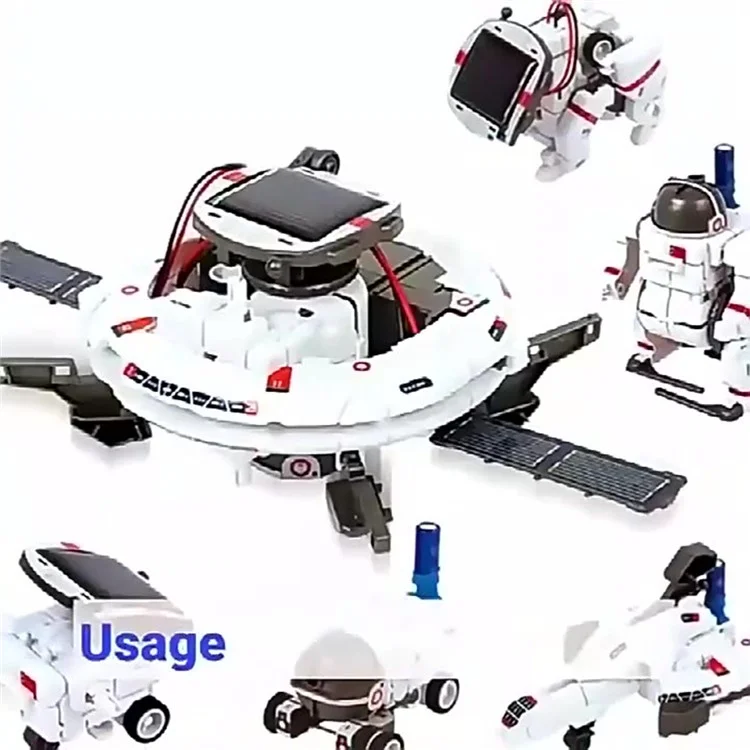 6 in 1 Solar Robot Building Block Toy DIY Assembly Kit Educational Toy - Blue