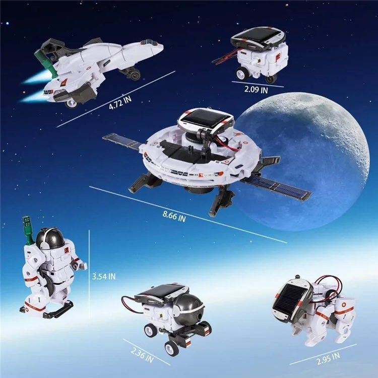 6 in 1 Solar Robot Building Block Toy DIY Assembly Kit Educational Toy - Blue