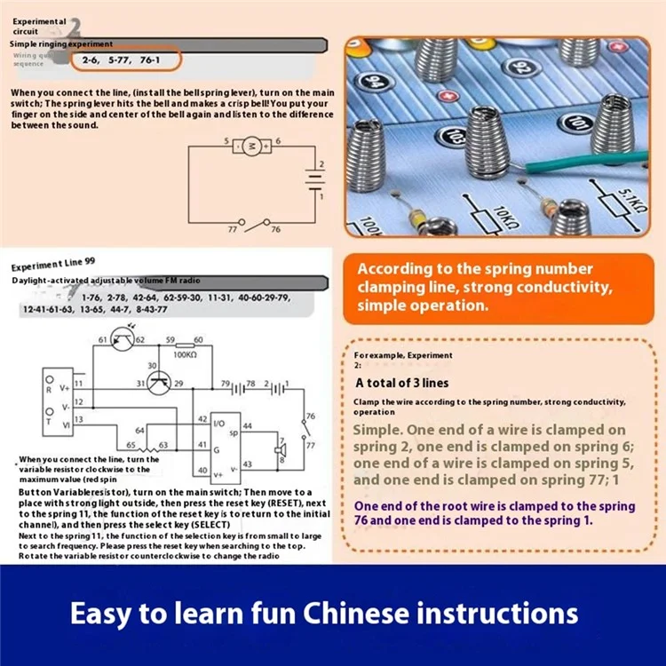 Kit di Esperimenti Scientifici STEM 100 in 1 Set Creatore di Circuiti Elettronici Educativo