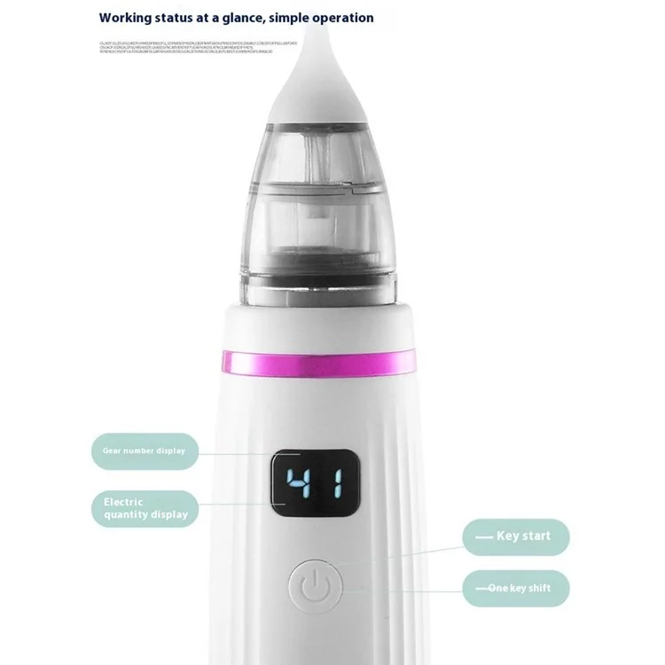 Aspirador Nasal Elétrico Removedor de Cera de Ouvido Multifuncional Sugador de Muco Limpador de Nariz para Bebês - Branco+Roxo