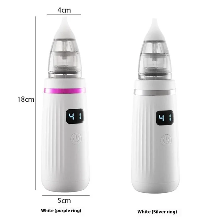Aspirador Nasal Elétrico Removedor de Cera de Ouvido Multifuncional Sugador de Muco Limpador de Nariz para Bebês - Branco+Roxo