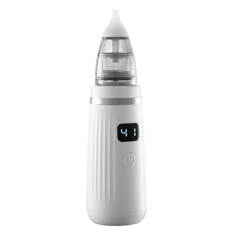 Baby Nasal Aspirator Electric Ear Wax Remover Multifunction Snot Sucker Nose Cleaner for Infants - White+Silver