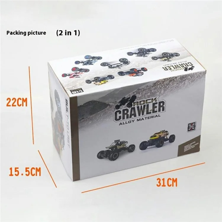 1:16 Scale RC Truck 4WD Off Road Vehicle Alloy Rock Crawler Climbing Car Toy Model for Kids - Silver