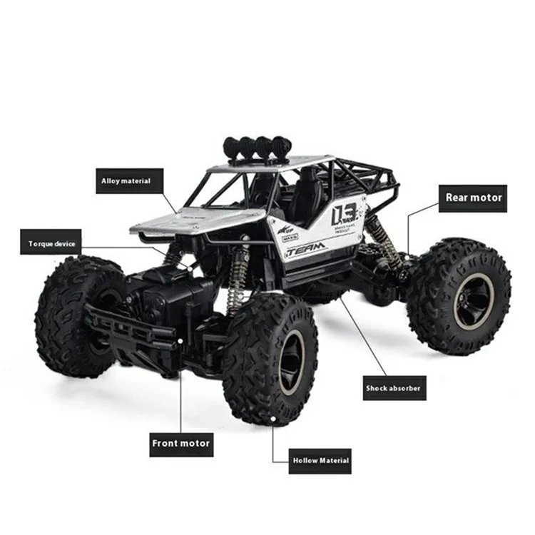 1:16 Scale RC Truck 4WD Off Road Vehicle Alloy Rock Crawler Climbing Car Toy Model for Kids - Silver