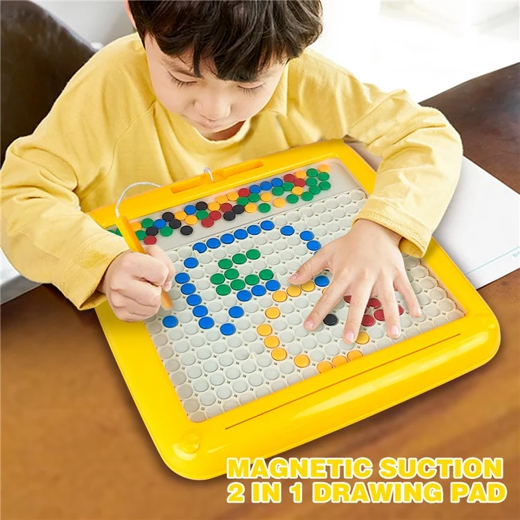 Tablero de Dibujo Magnético 2 en 1 Laberinto de Colores Creativo Juguete de Aprendizaje Temprano para Niños Pequeños Preescolares - Amarillo
