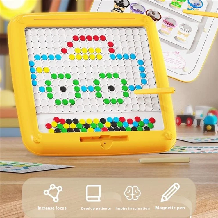 Tablero de Dibujo Magnético 2 en 1 Laberinto de Colores Creativo Juguete de Aprendizaje Temprano para Niños Pequeños Preescolares - Amarillo