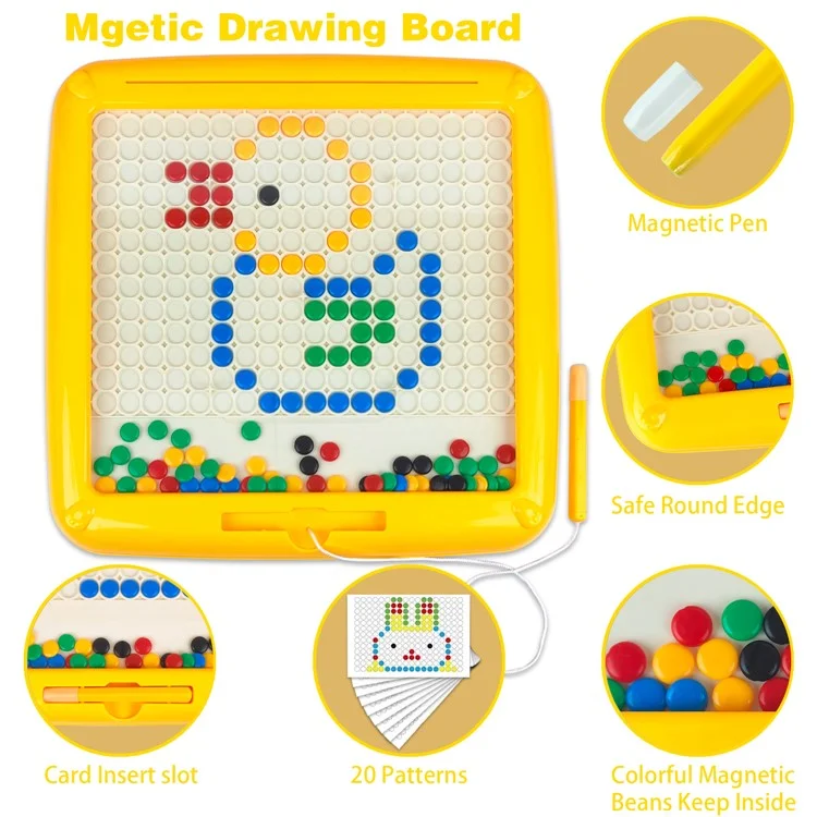 Tablero de Dibujo Magnético 2 en 1 Laberinto de Colores Creativo Juguete de Aprendizaje Temprano para Niños Pequeños Preescolares - Amarillo