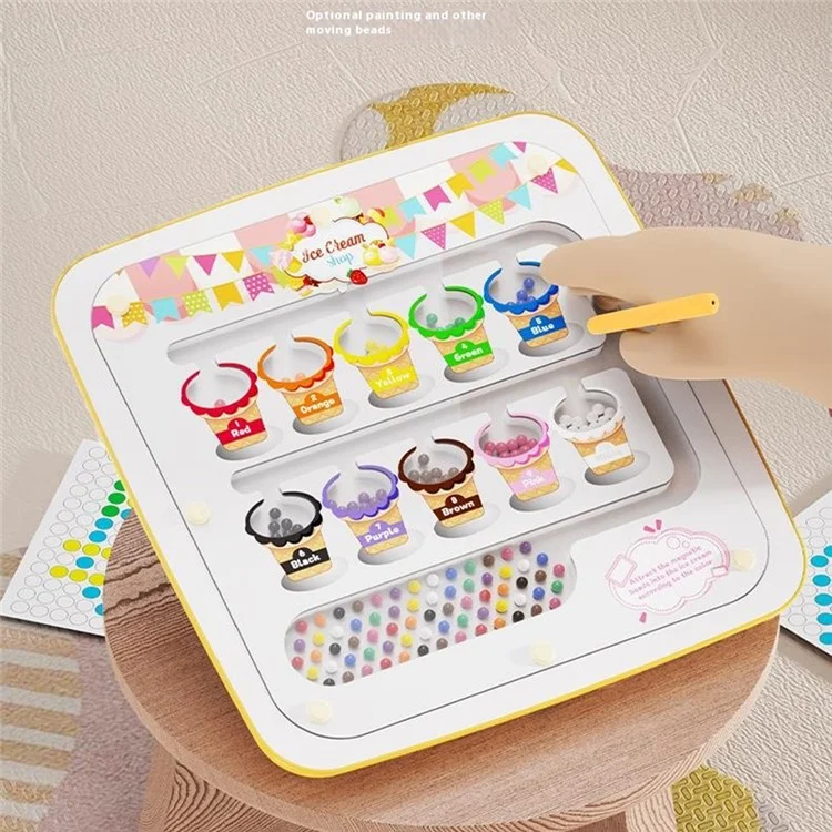 Tablero de Dibujo Magnético 2 en 1 Laberinto de Colores Creativo Juguete de Aprendizaje Temprano para Niños Pequeños Preescolares - Amarillo