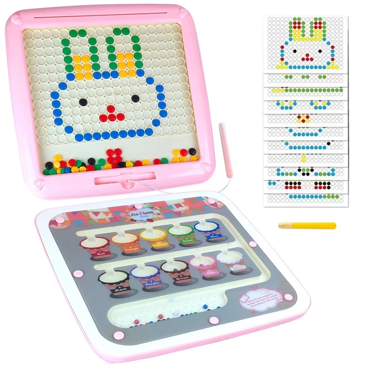 Magnetic Drawing Board 2 in 1 Creative Color Maze Puzzle Early Learning Toy for Toddlers Preschoolers - Pink