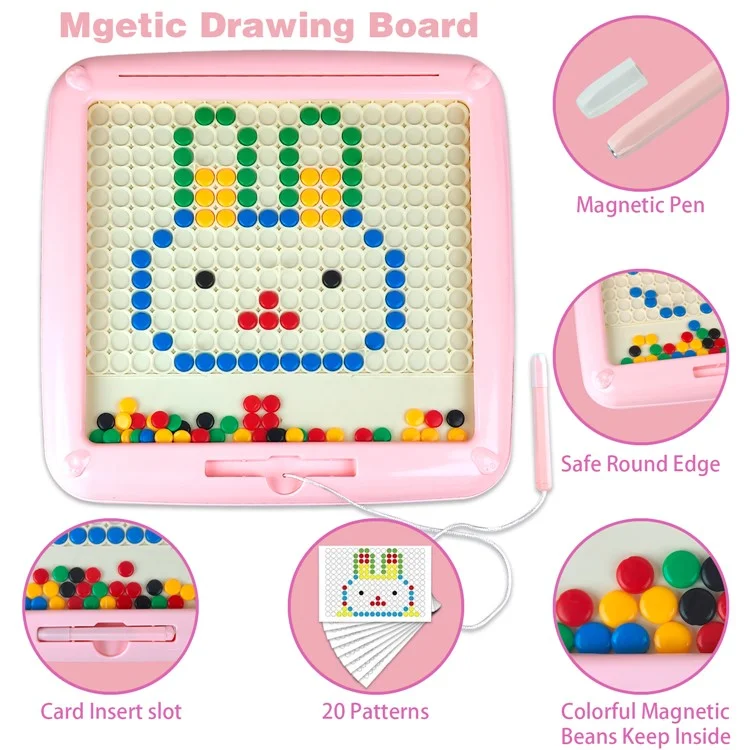 Magnetic Drawing Board 2 in 1 Creative Color Maze Puzzle Early Learning Toy for Toddlers Preschoolers - Pink