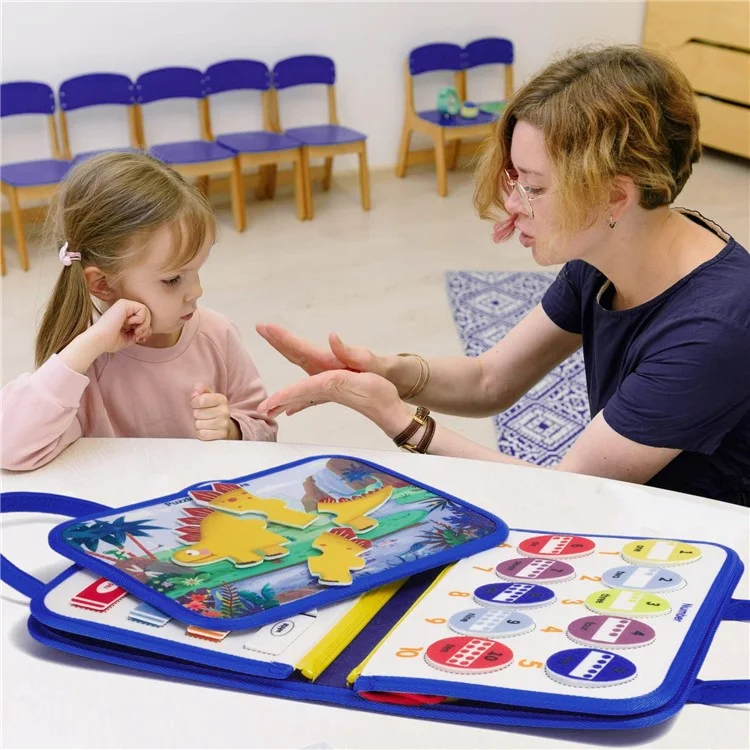 Dinosaur Double-Sided Felt Busy Board Educational Toy Activity Book for Children Sensory Learning Development