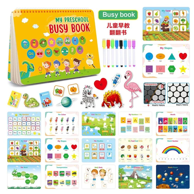 Libro de Pegatinas Reutilizable Libro Tranquilo para Niños Educación Temprana Libro Interactivo (Certificado CE CPC EN71)