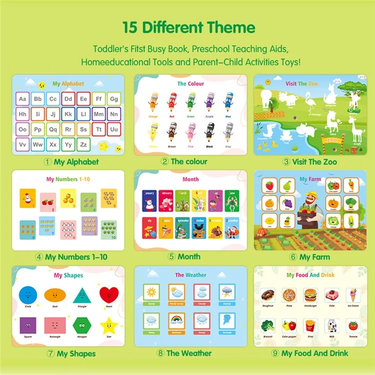 Libro de Pegatinas Reutilizable Libro Tranquilo para Niños Educación Temprana Libro Interactivo (Certificado CE CPC EN71)