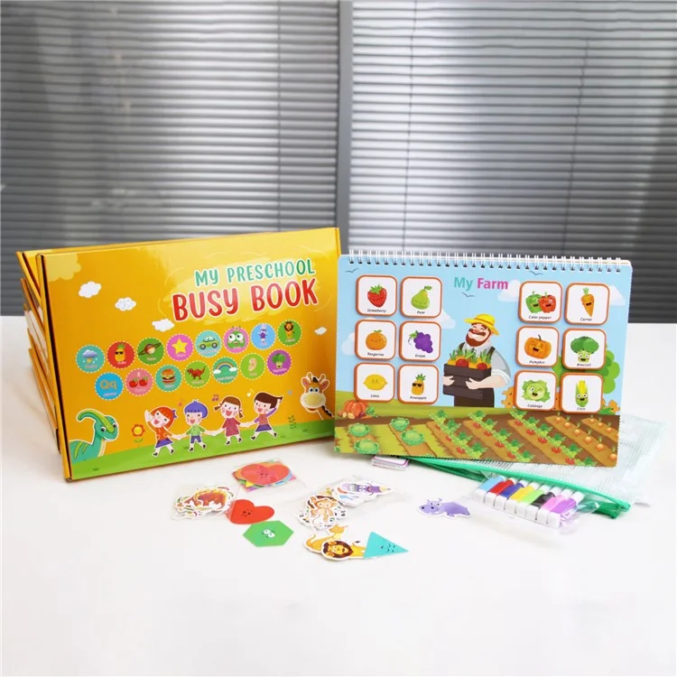 Libro de Pegatinas Reutilizable Libro Tranquilo para Niños Educación Temprana Libro Interactivo (Certificado CE CPC EN71)