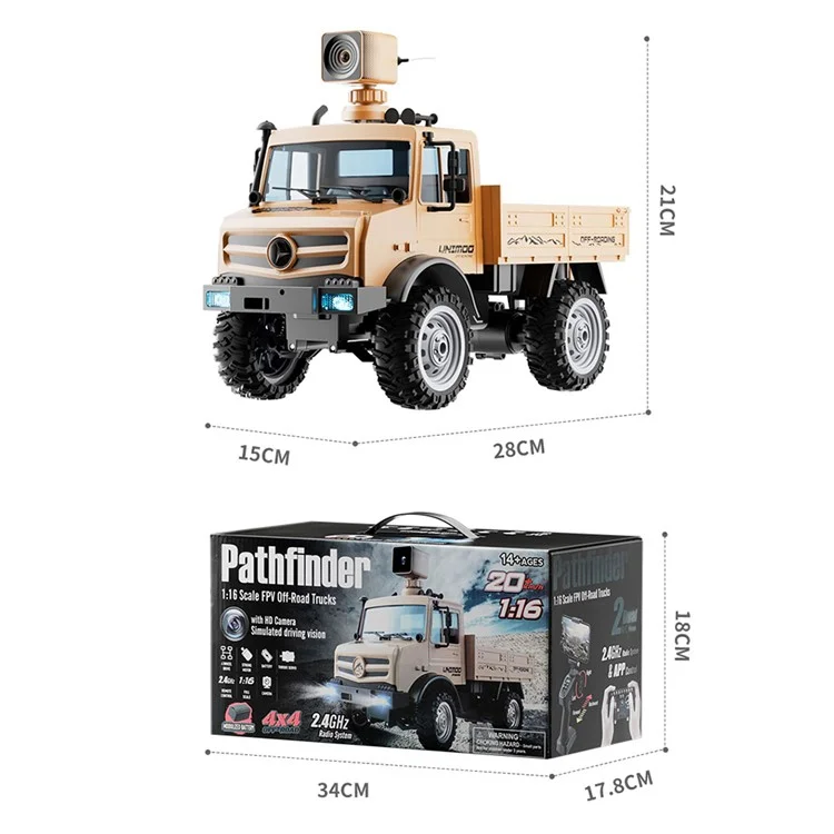 CX002-C Camion RC 1:16 2.4G Haute Vitesse de Grimpe Tout-Terrain avec Caméra WiFi HD 720P (Certifié CE / CPC / ASTM / CPSIA / CD / EN71 / PAHS / 10P) - Bleu