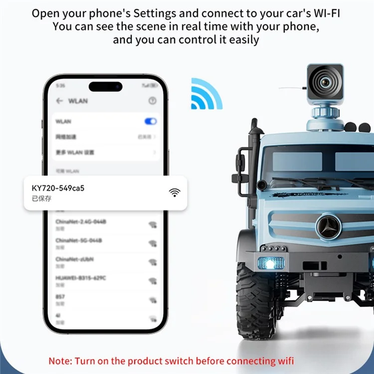 CX002-C Camion RC 1:16 2.4G Haute Vitesse de Grimpe Tout-Terrain avec Caméra WiFi HD 720P (Certifié CE / CPC / ASTM / CPSIA / CD / EN71 / PAHS / 10P) - Bleu