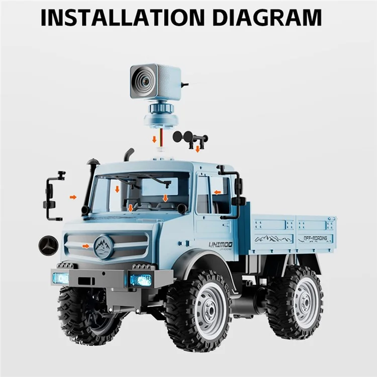 CX002-C Camion RC 1:16 2.4G Haute Vitesse de Grimpe Tout-Terrain avec Caméra WiFi HD 720P (Certifié CE / CPC / ASTM / CPSIA / CD / EN71 / PAHS / 10P) - Bleu
