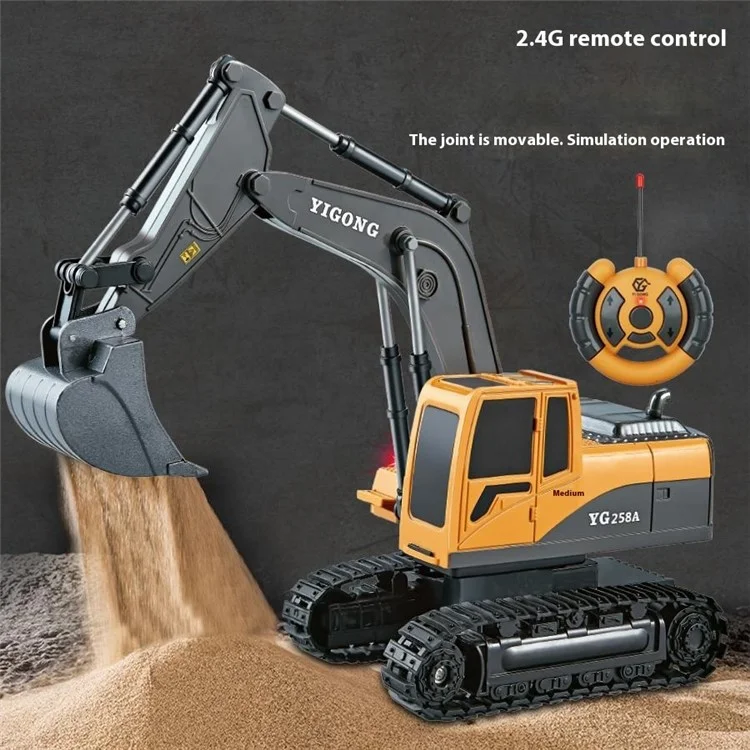 BC1033 6 Channel Alloy RC Excavator Realistic Digging Tracked Engineering Vehicle Children Toy - Style 1