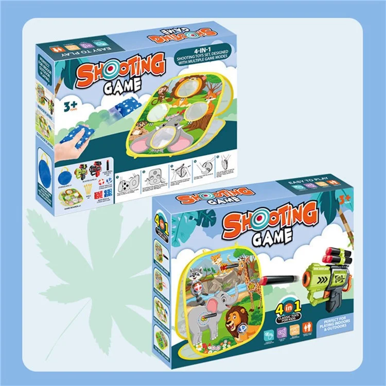 2888-10 4-in-1 Kinderwurfspiel-Set Indoor / Outdoor Lernspielzeug mit Sitzsäcken und Dartpistole