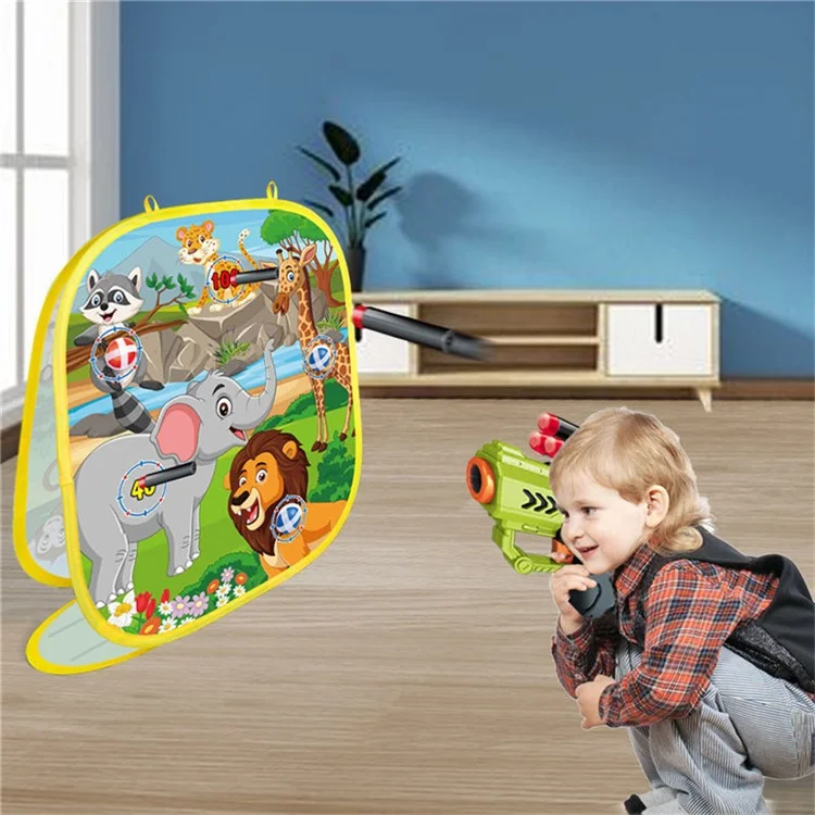 2888-10 4-in-1 Kinderwurfspiel-Set Indoor / Outdoor Lernspielzeug mit Sitzsäcken und Dartpistole
