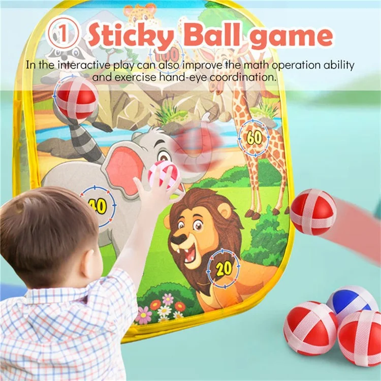 2888-10 4-in-1 Kinderwurfspiel-Set Indoor / Outdoor Lernspielzeug mit Sitzsäcken und Dartpistole
