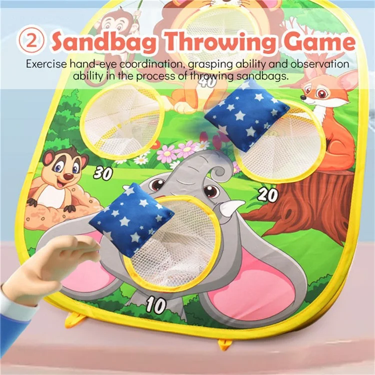 2888-10 4-in-1 Kinderwurfspiel-Set Indoor / Outdoor Lernspielzeug mit Sitzsäcken und Dartpistole