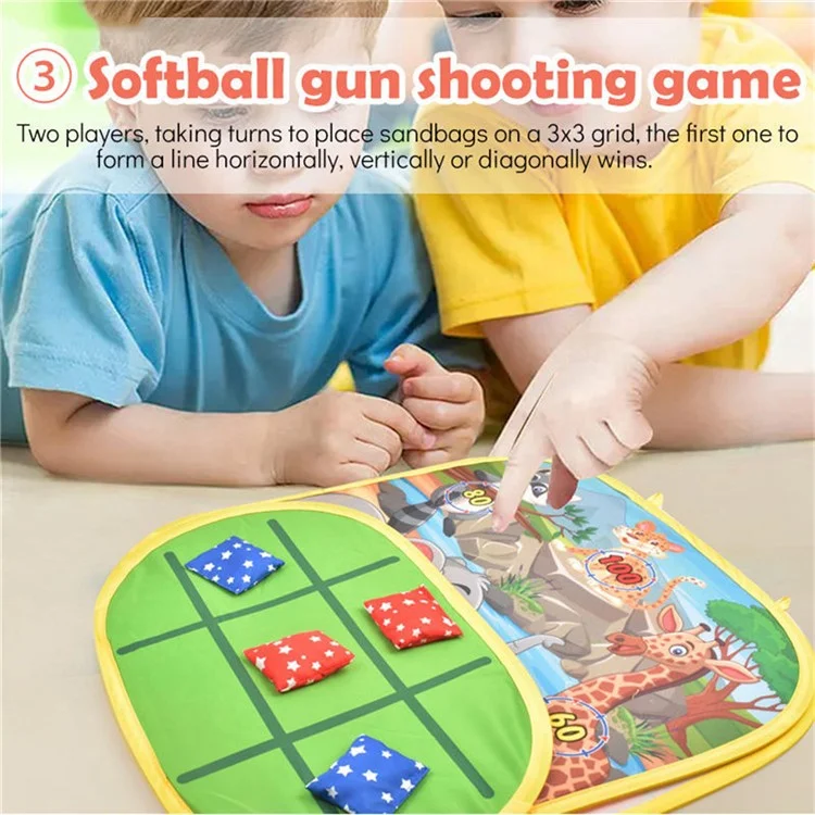2888-10 4-in-1 Kinderwurfspiel-Set Indoor / Outdoor Lernspielzeug mit Sitzsäcken und Dartpistole
