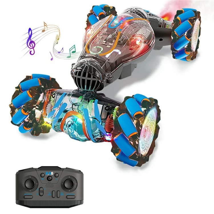 JC021 Transparent Twisting RC Car for Kids 2.4G Remote Control Vehicle with Light and Music (CE / CPC / ASTM / EN71 / CPSIA Certified) - Blue