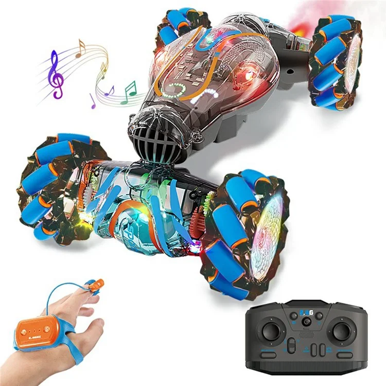 JC021 Transparent Twisting RC Car for Kids Toy with 2.4G Remote + Watch Remote (CE / CPC / ASTM / EN71 / CPSIA Certified) - Blue