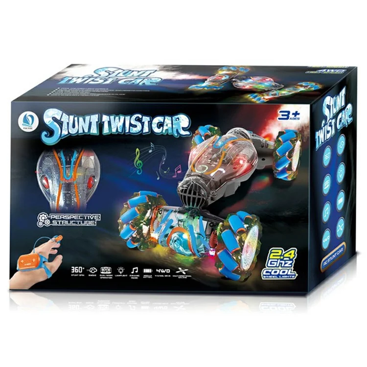 JC021 Transparent Twisting RC Car for Kids Toy with 2.4G Remote + Watch Remote (CE / CPC / ASTM / EN71 / CPSIA Certified) - Blue