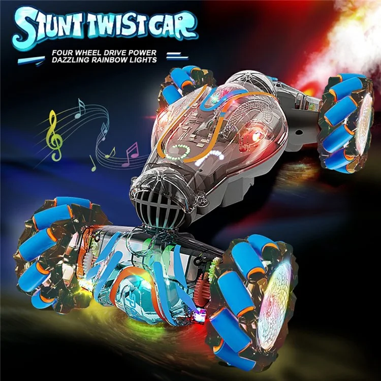 JC021 Transparent Twisting RC Car for Kids Toy with 2.4G Remote + Watch Remote (CE / CPC / ASTM / EN71 / CPSIA Certified) - Blue