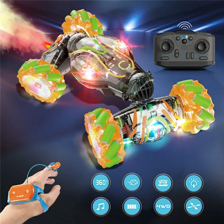 JC021 Transparent Twisting RC Car for Kids Toy with 2.4G Remote + Watch Remote (CE / CPC / ASTM / EN71 / CPSIA Certified) - Blue