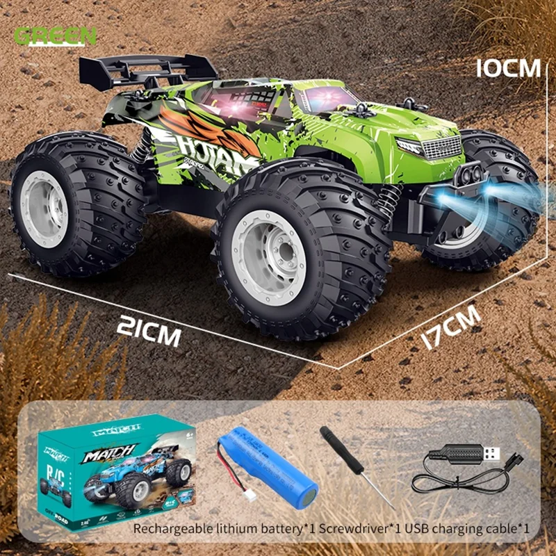 YT6632 High Speed RC Car Toy Long Battery Life Headlights Drift Stunt Off-Road Vehicle - Green