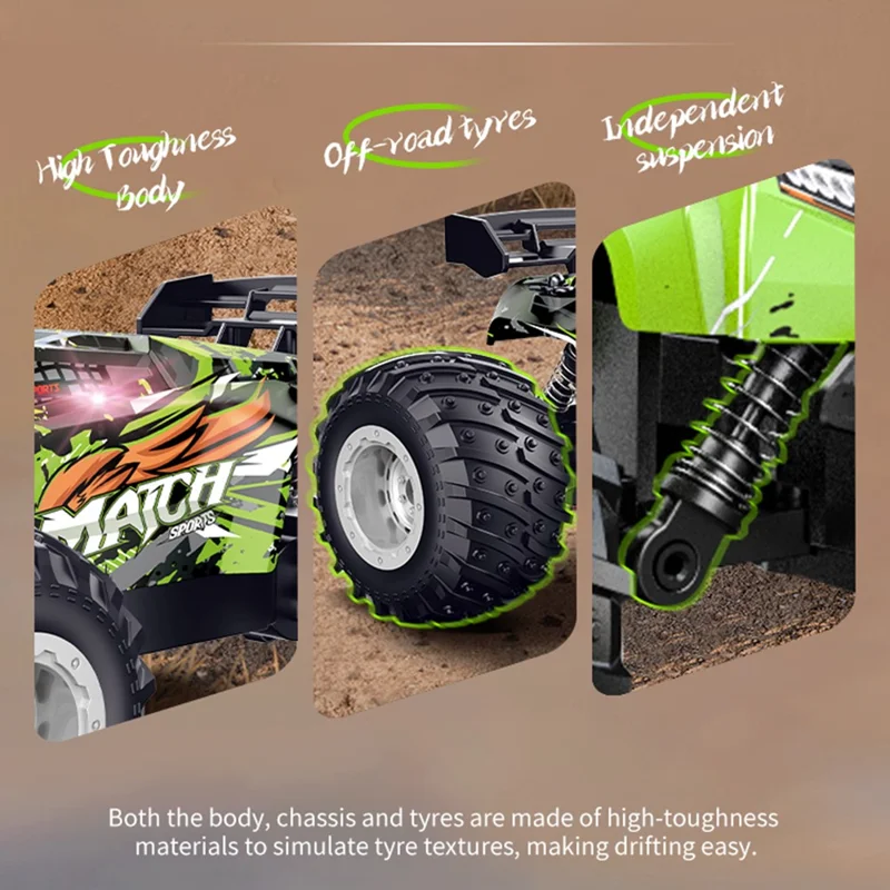 YT6632 High Speed RC Car Toy Long Battery Life Headlights Drift Stunt Off-Road Vehicle - Green