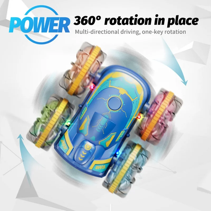 JC04P 2.4G Remote Control 4WD Amphibious Stunt Car Toy Gift with LED Lights, Single Controller (CE / CPC / ASTM / EN71 Certified) - Black