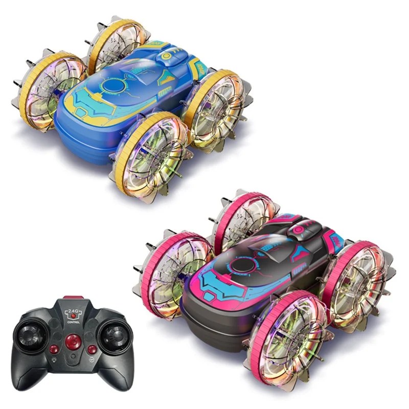 JC04P 2.4G Remote Control 4WD Amphibious Stunt Car Toy Gift with LED Lights, Single Controller (CE / CPC / ASTM / EN71 Certified) - Black