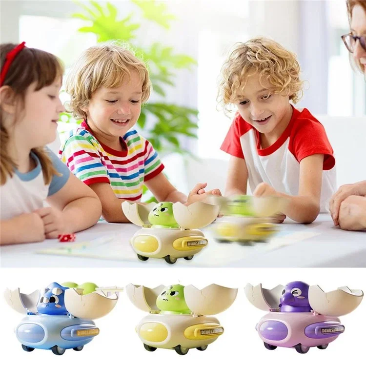 LG188198 Cute Cartoon Dinosaur Egg Children Bumper Car Inertia Sliding Collision Toy for Kids - Green
