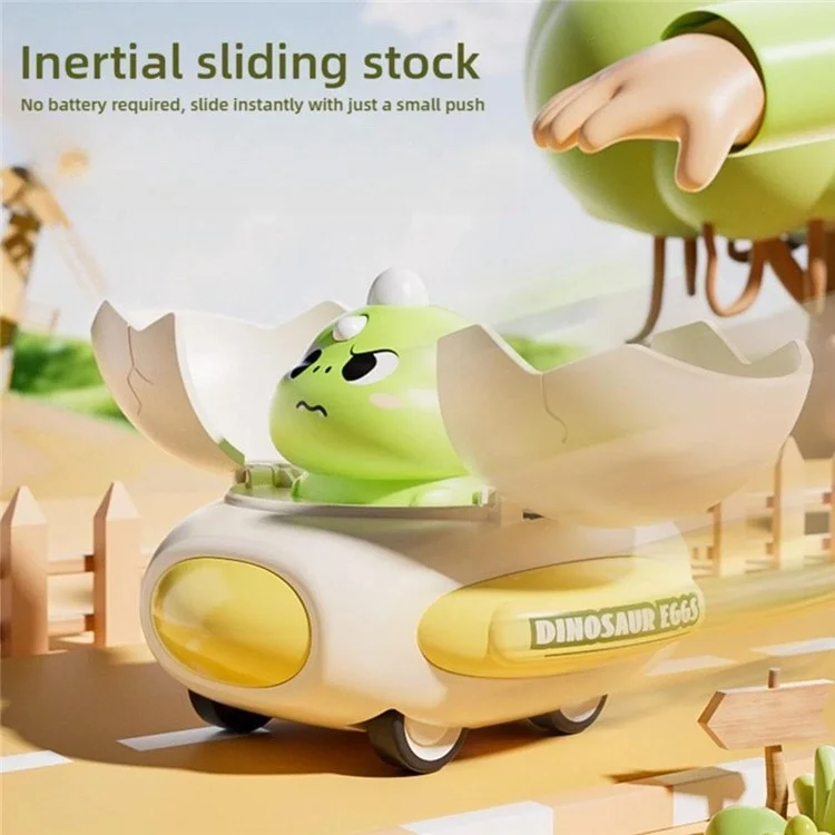 LG188198 Cute Cartoon Dinosaur Egg Children Bumper Car Inertia Sliding Collision Toy for Kids - Green
