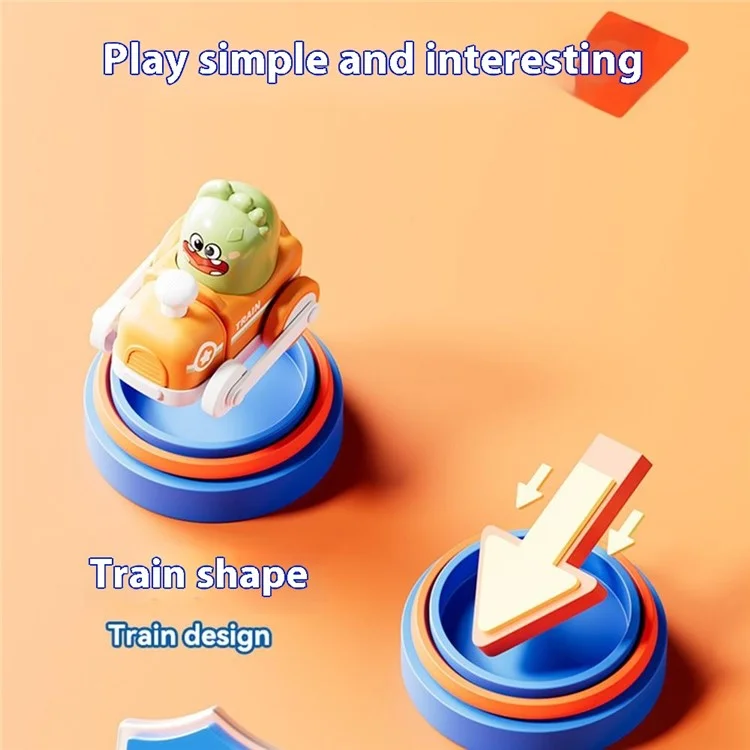LG188196 Juguete de tren de plástico de dibujos animados con chimenea retráctil para niños - Naranja