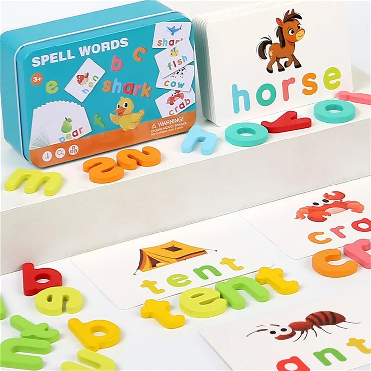 117 Portable Word Spelling Desktop Educational Toy English Alphabet Cards for Kids Learning Game
