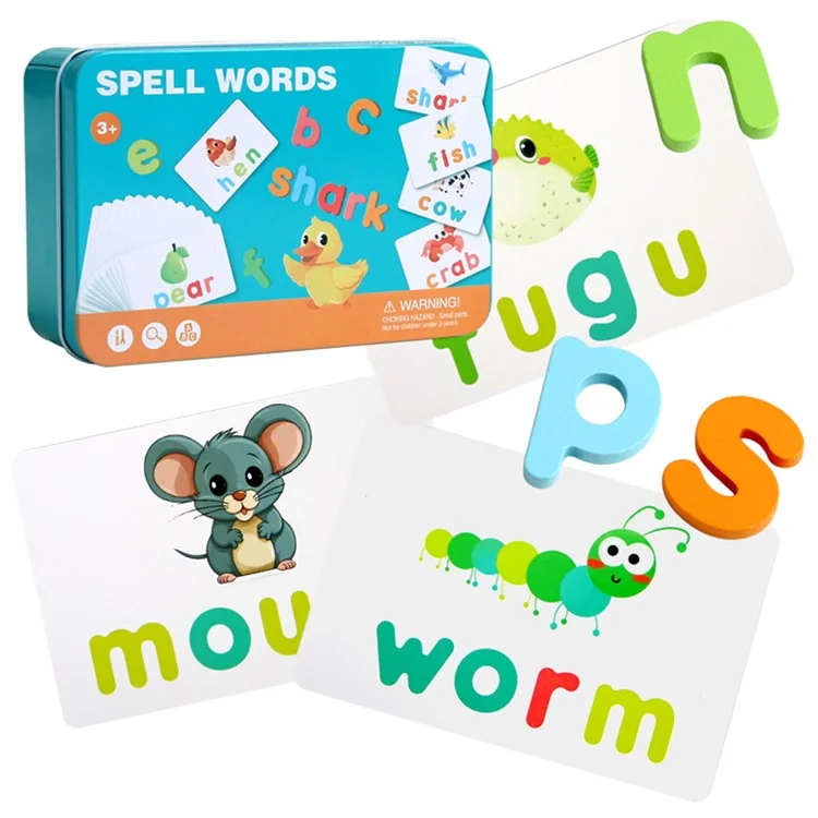 117 Portable Word Spelling Desktop Educational Toy English Alphabet Cards for Kids Learning Game